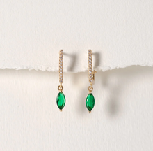 Load image into Gallery viewer, Amanda Green Crystal Hoop Earrings
