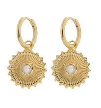 Load image into Gallery viewer, Alizha Sun Pendant Hoop Earrings
