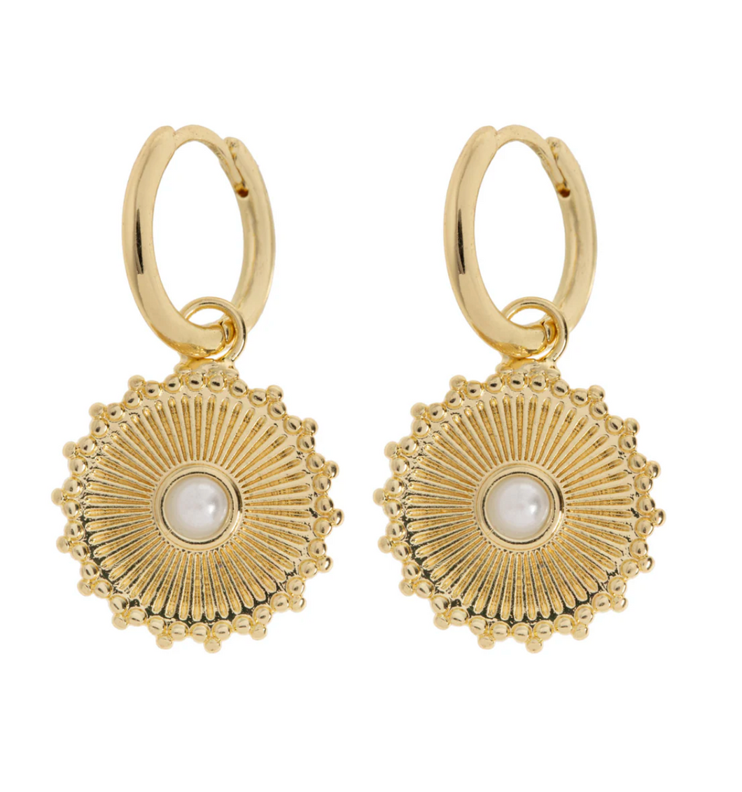 Alizha Sun Pendant Hoop Earrings