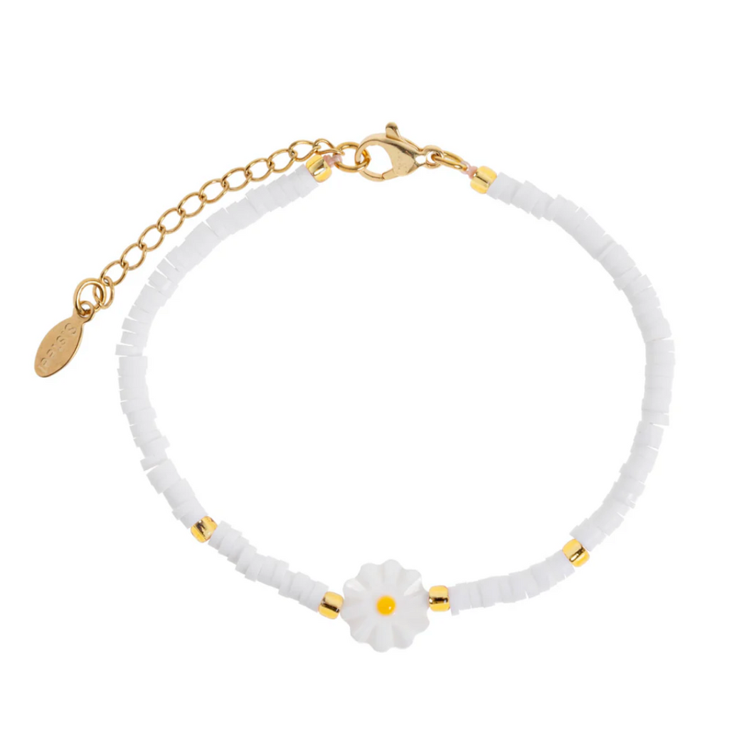 Rita Daisy White Bead Bracelet