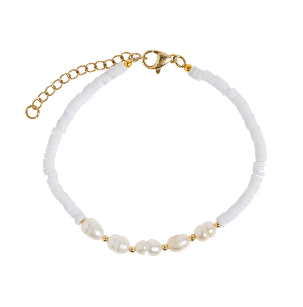 Zora Pearl White Bead Bracelet