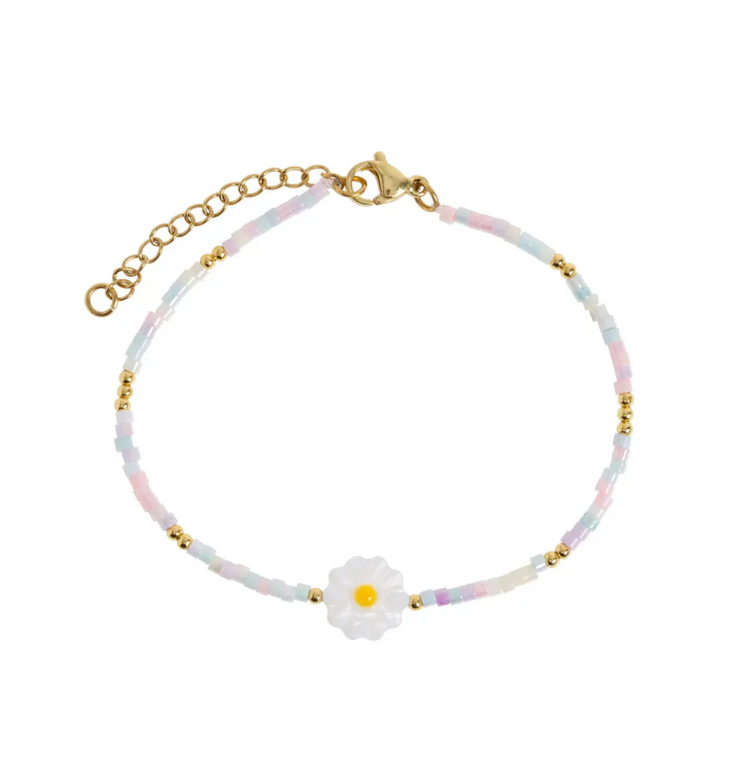 Tove Daisy Flower Pastel Bead Bracelet