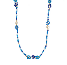 Load image into Gallery viewer, Elsa Colorful Beads Flower and Pearl Blue Necklace
