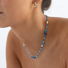 Load image into Gallery viewer, Elsa Colorful Beads Flower and Pearl Blue Necklace
