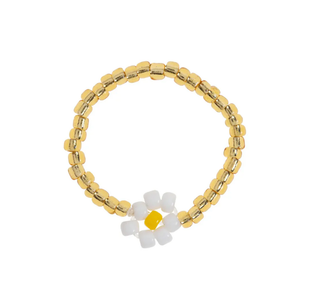 Lisa Flower Gold Bead Ring