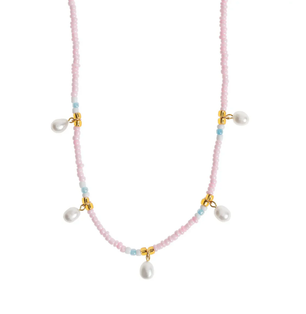 Fanny Pearl and Colorful Bead Summer Necklace