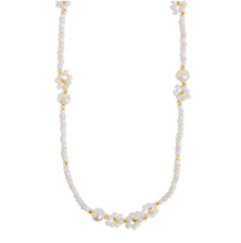 Load image into Gallery viewer, Elsa White Bead Flower and Pearl Necklace
