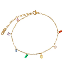 Load image into Gallery viewer, Sky Multi Colored Chain Anklet Stainless Steel
