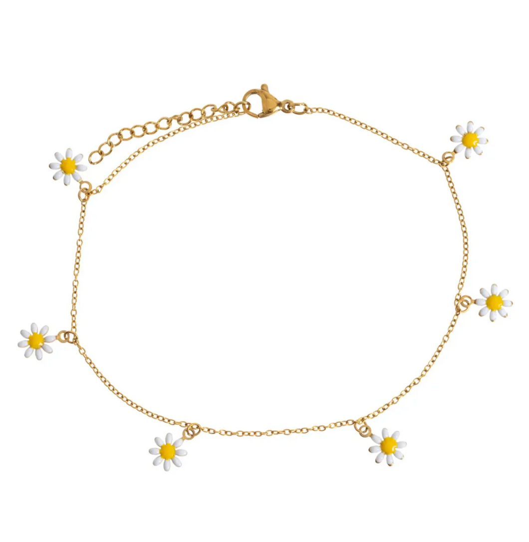 Astrid Daisy Flowers Anklet Stainless Steel