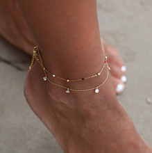 Load image into Gallery viewer, Vilde Petite Stone Chain Anklet Stainless Steel
