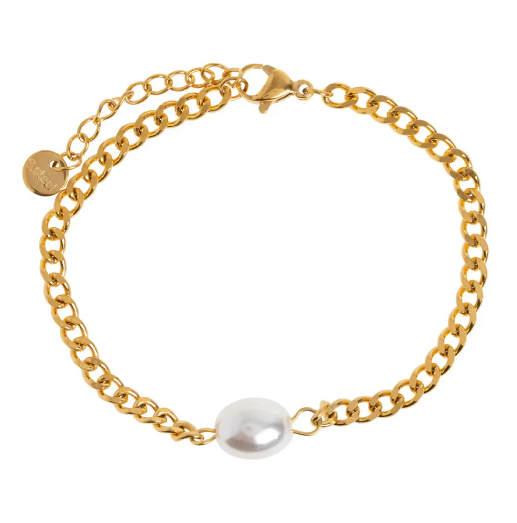 Estelle Pearl Chain Bracelet Stainless Steel