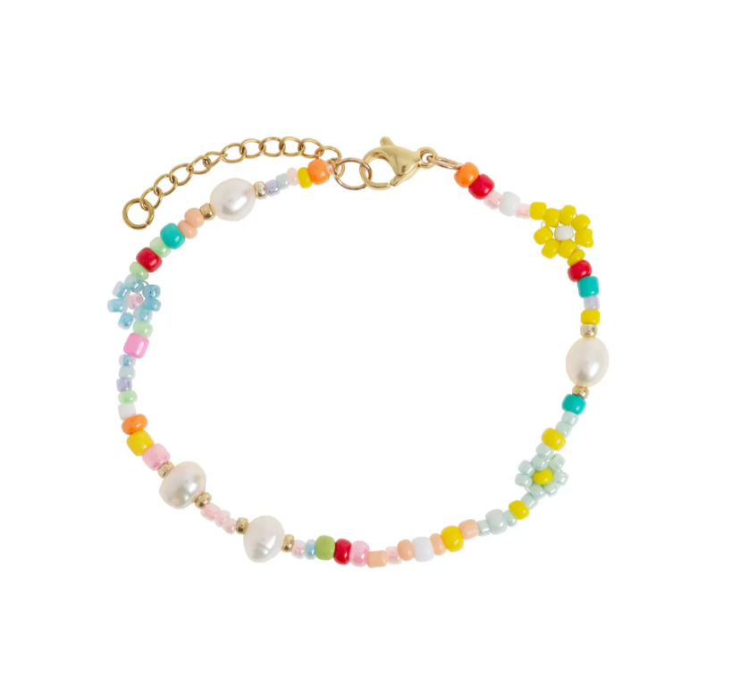 Sigrid Flower and Pearl Colorful Bead Summer Bracelet