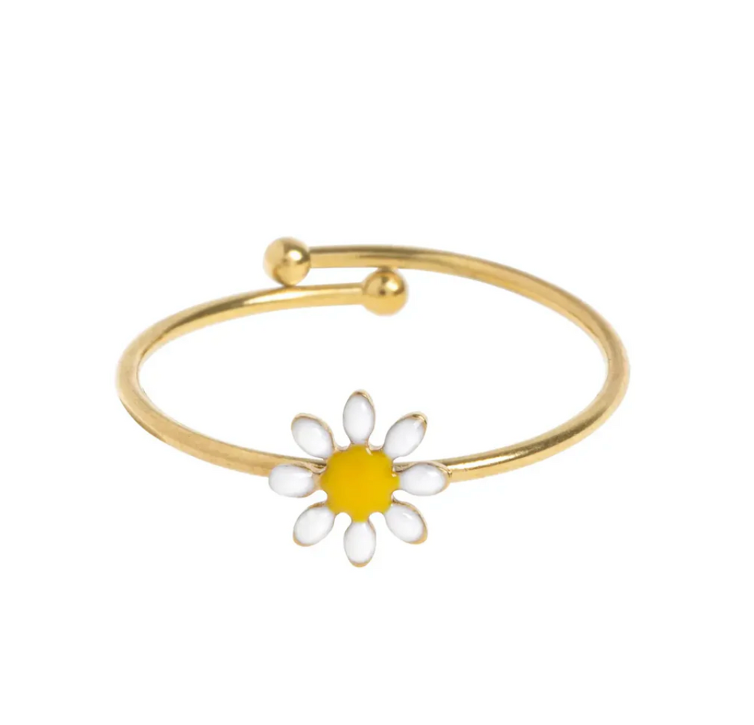 Doris Daisy Flower Enamel Ring Stainless Steel