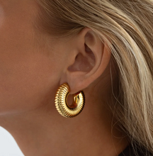 Load image into Gallery viewer, Arlo Chunky Ribbed Hoop Earrings
