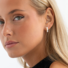 Load image into Gallery viewer, Essie Pearl Hoop Stud Earrings
