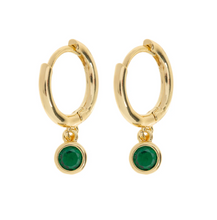 Load image into Gallery viewer, Brave Green Crystal Hoop Earrings
