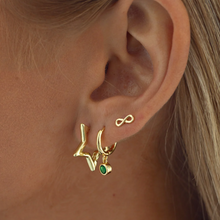 Load image into Gallery viewer, Brave Green Crystal Hoop Earrings
