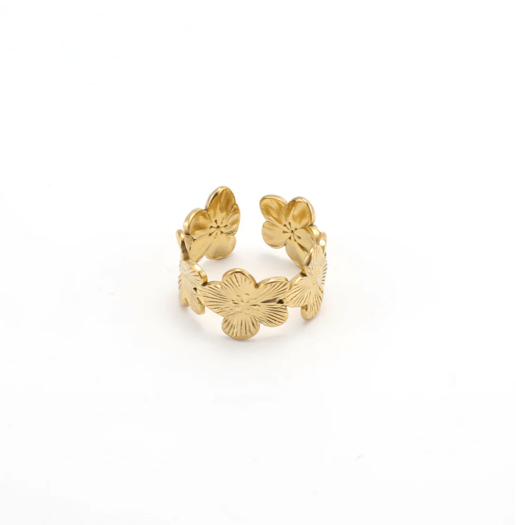 Ruta Flower Adjustable Ring Stainless Steel