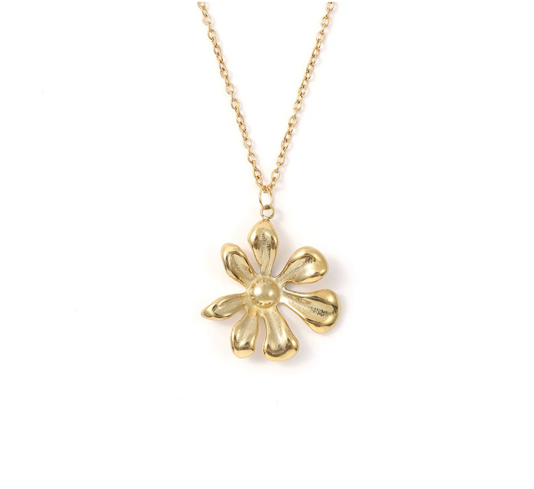 Winry Irregular Dangling Flower Necklace Stainless Steel