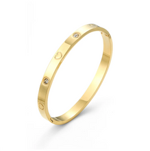 Load image into Gallery viewer, Gia Crystal Heart Bangle Bracelet Stainless Steel
