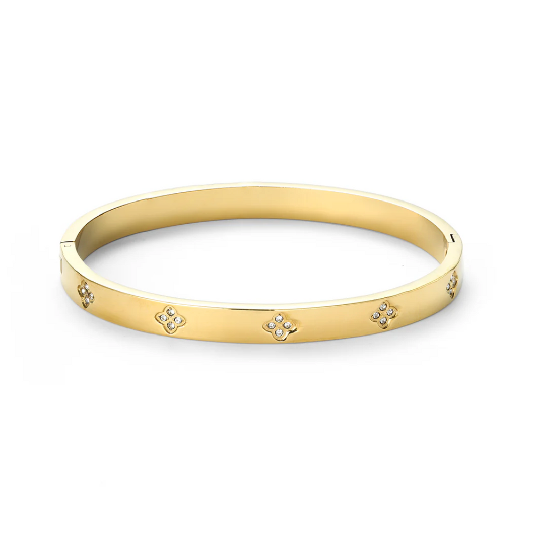 Liv Crystal Clover Bangle Stainless Steel