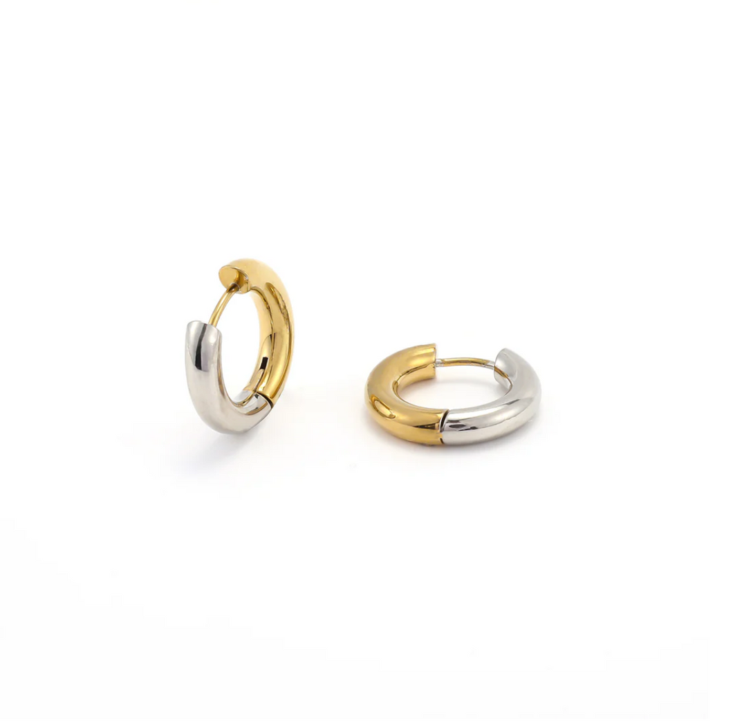 Lyn Duo Hoop Gold and Silver Earrings Stainless Steel