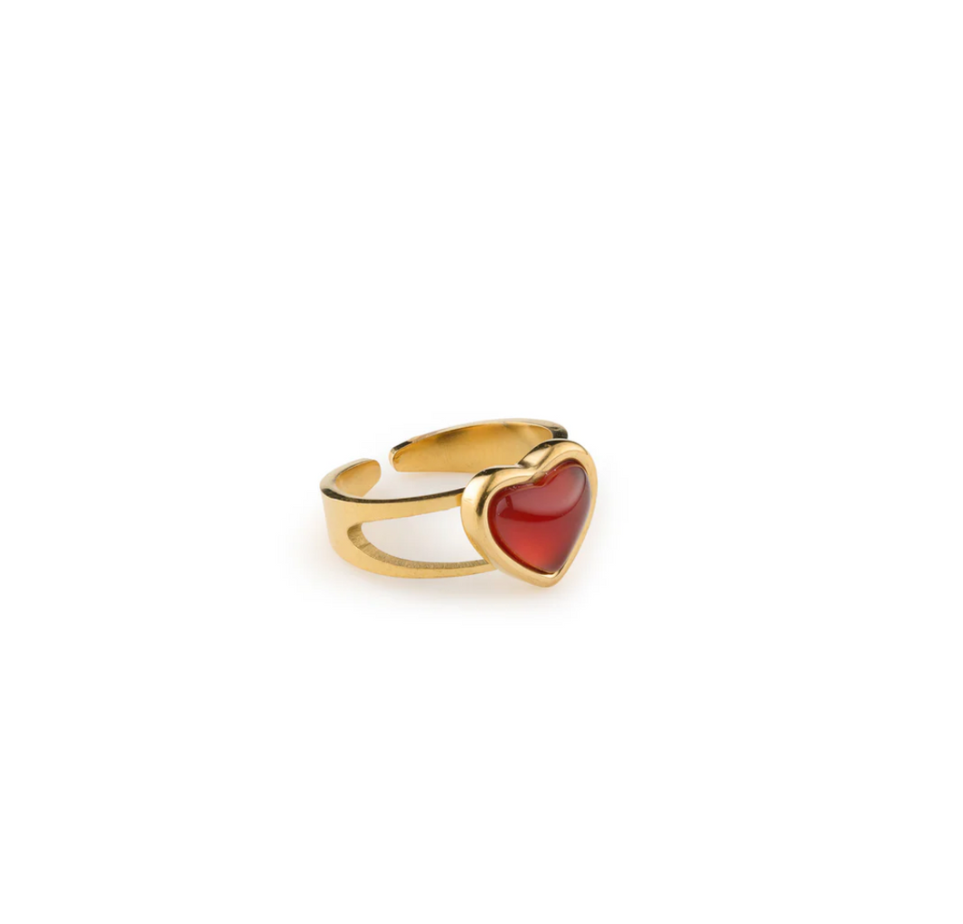 Sonja Jelly Heart Ring Adjustable Stainless Steel