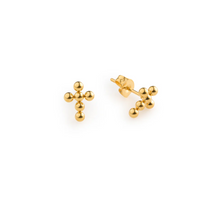 Load image into Gallery viewer, Tyra Bubble Mini Cross Earrings Stainless Steel
