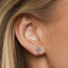 Load image into Gallery viewer, Tyra Bubble Mini Cross Earrings Stainless Steel
