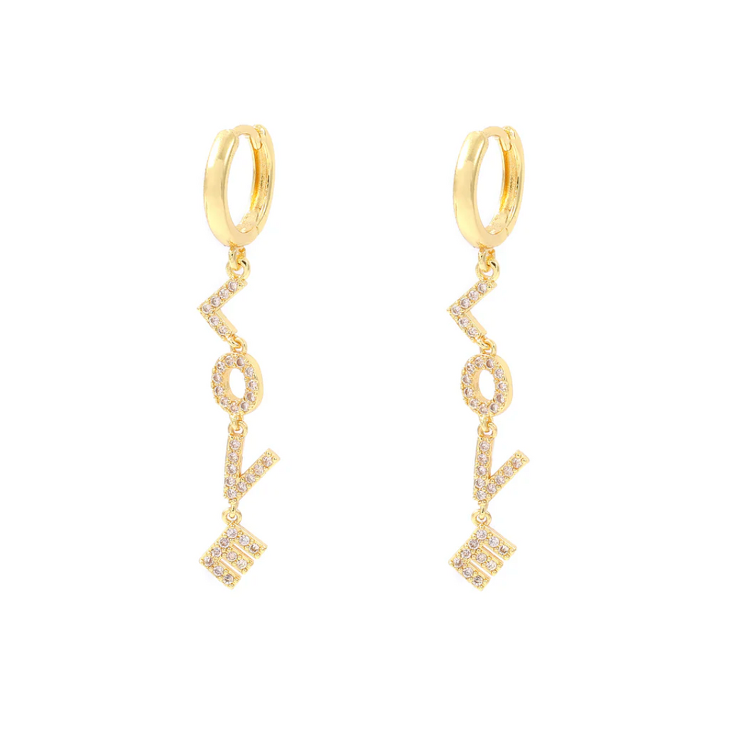 Millie Love Letter Crystal Hoop Earrings Dangling