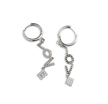 Load image into Gallery viewer, Millie Love Letter Crystal Hoop Earrings Dangling
