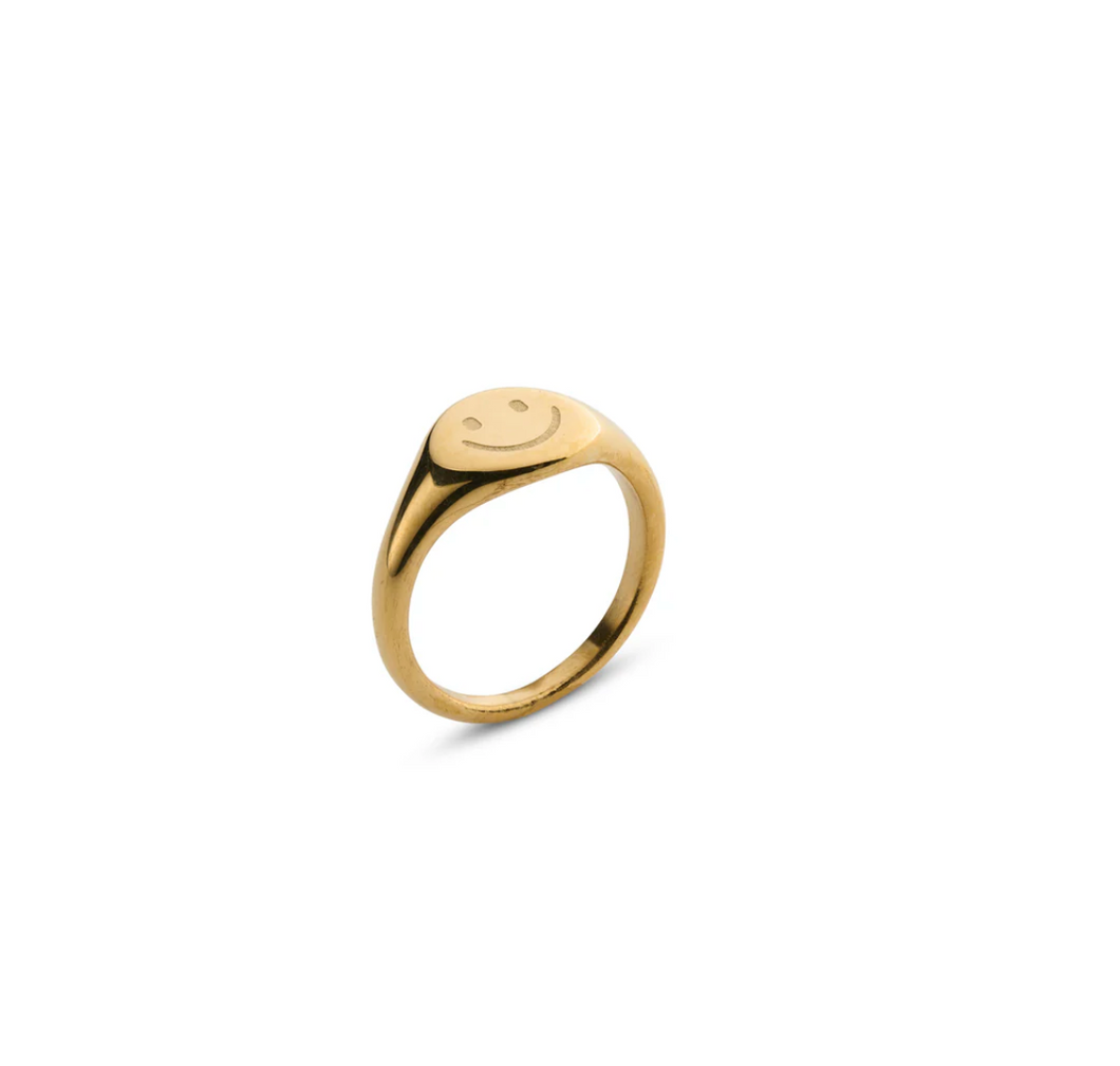 Dixie Smiley Face Signet Ring Stainless Steel