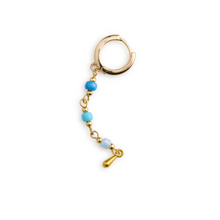 Load image into Gallery viewer, Alia Blue Bead Hoop Earrings Stainless Steel
