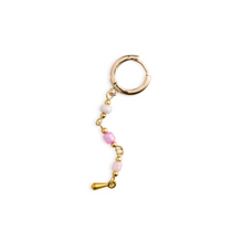Load image into Gallery viewer, Alia Pink Bead Hoop Earrings Stainless Steel
