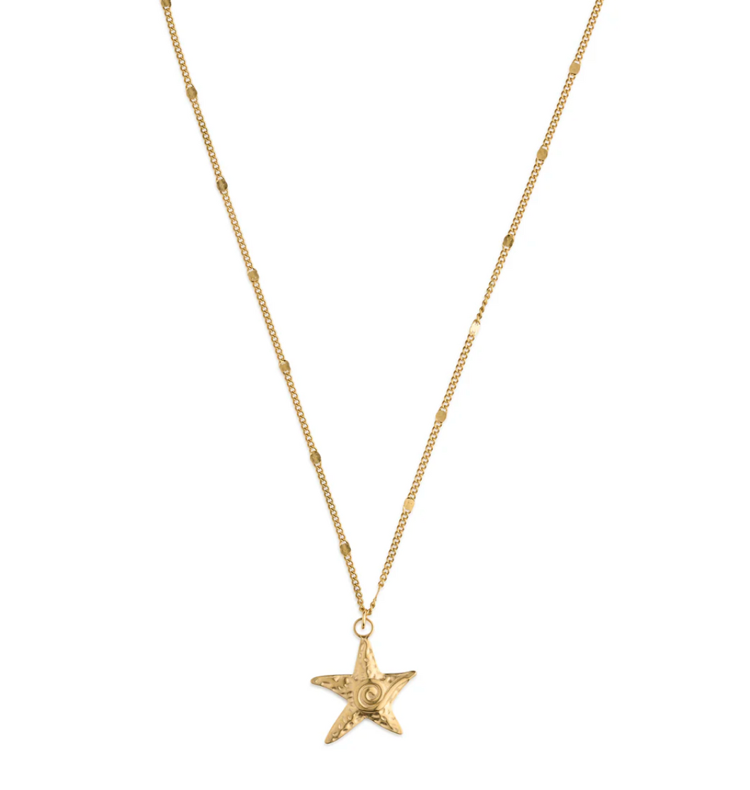 Moss Starfish Dangling Necklace Stainless Steel