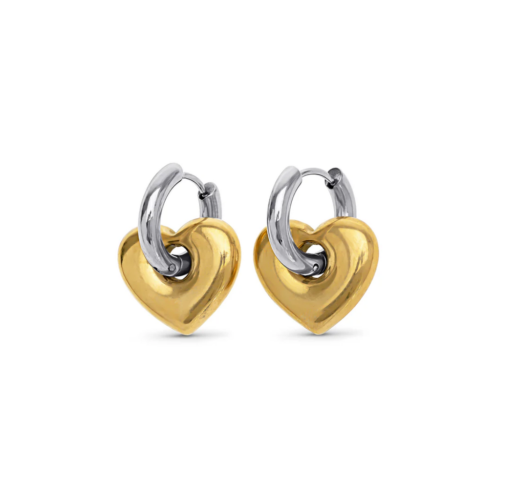Sadie Heart Hoop Earrings Stainless Steel