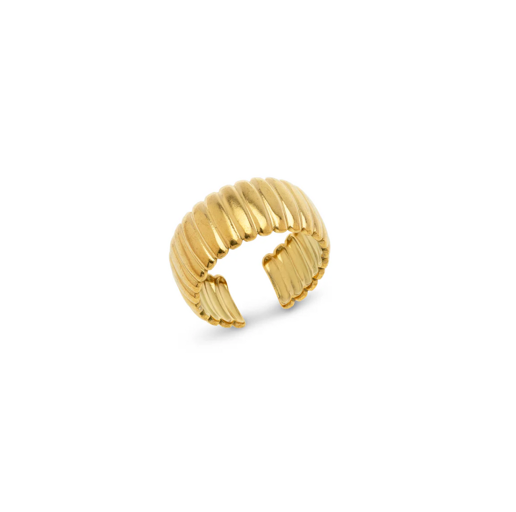 Nova Ribbed Adjustable Ring Stainless Steel