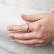 Load image into Gallery viewer, Melissa Duo Crystal Ring Stainless Steel
