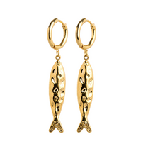Load image into Gallery viewer, Fenja Fish Hoop Earrings Stainless Steel
