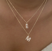 Load image into Gallery viewer, Juno Crystal Letter Necklace Stainless Steel
