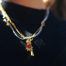 Load image into Gallery viewer, Onyx Layered Chain Necklace Stainless Steel
