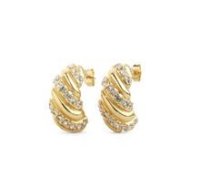 Load image into Gallery viewer, Coco Croissant Earrings Crystal Stud Earrings Stainless Steel
