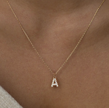 Load image into Gallery viewer, Juno Crystal Letter Necklace Stainless Steel
