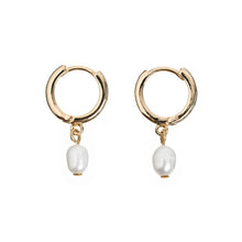 Load image into Gallery viewer, Pearl Small Hoop Earrings
