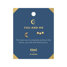 Load image into Gallery viewer, You and Me Moon and 3 Star Earrings
