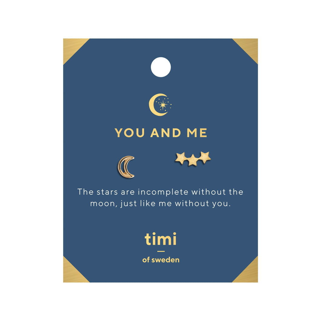 You and Me Moon and 3 Star Earrings