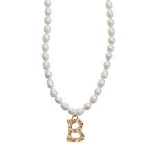 Load image into Gallery viewer, Pearl and Bamboo Letter Necklace
