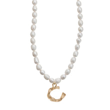 Load image into Gallery viewer, Pearl and Bamboo Letter Necklace
