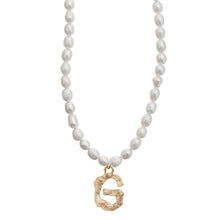 Load image into Gallery viewer, Pearl and Bamboo Letter Necklace
