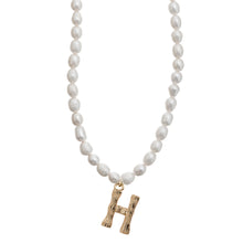 Load image into Gallery viewer, Pearl and Bamboo Letter Necklace
